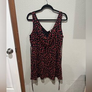 Princess Polly Black Dress with Red Floral Print NWT Size 10